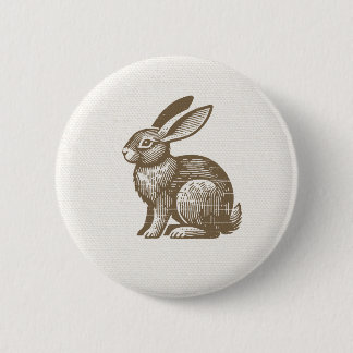 Woodcut Rabbit Button Knapp