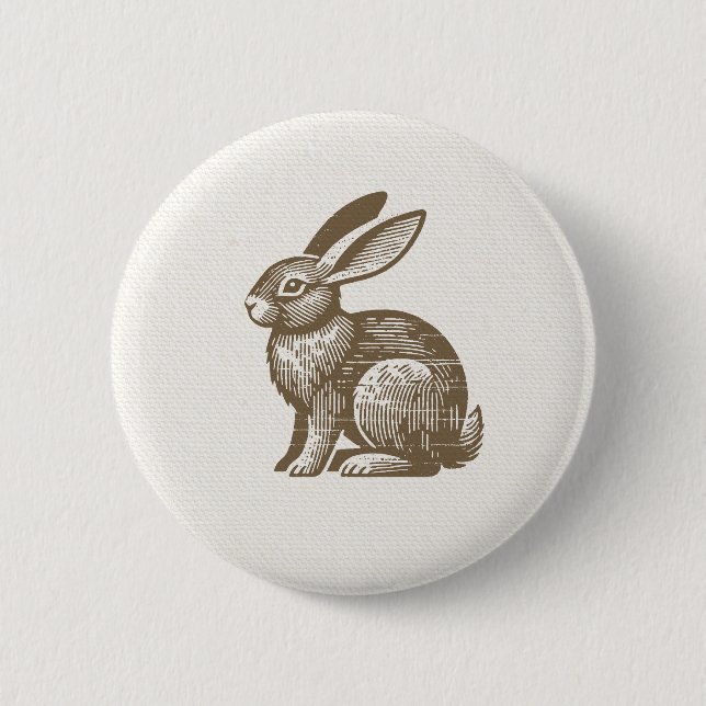 Woodcut Rabbit Button Knapp (Framsida)