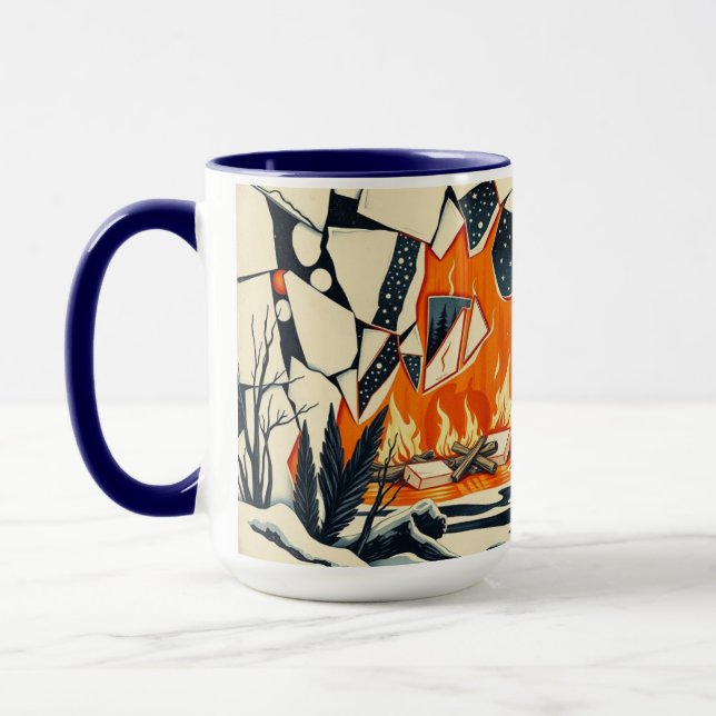Woodcut Shattered Ice Campfire Embrace Mugg (Vänster)
