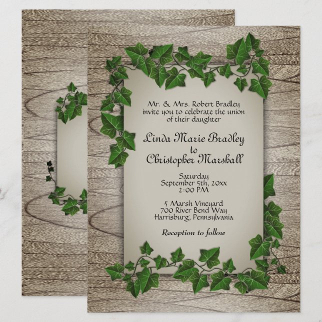 Wooded Vine Wedding bjudande Inbjudningar (Fram/baksida)