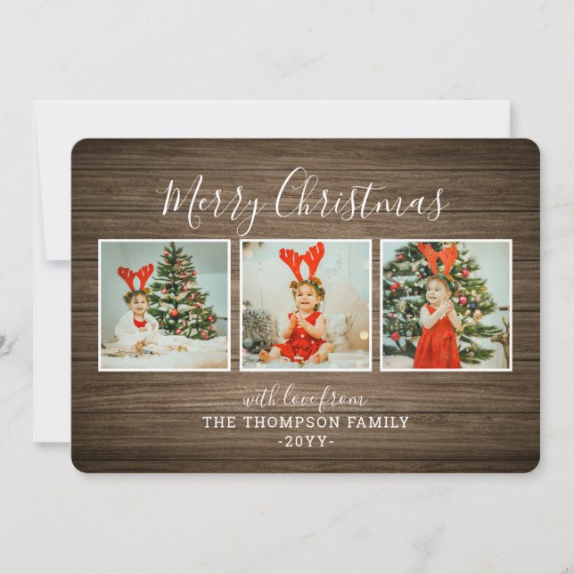 Wooden Background Christmas Card Julkort (Framsida)