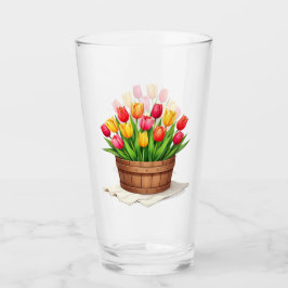 Wooden Basket Filled With Tulips Glaskopp