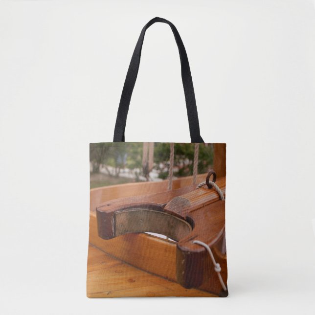 Wooden Boat Yoke Shoulder Tote Tygkasse (Framsida)