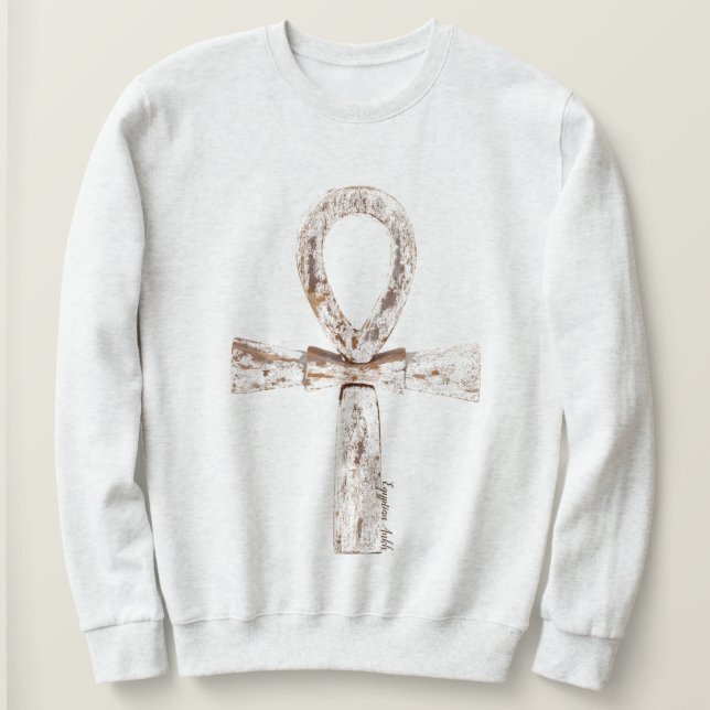 Wooden Egyptian Ahnk Sweatshirt T Shirt (Design framsida)