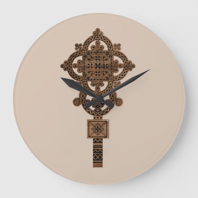 Wooden Hand Cross  Stor Klocka (Framsida)