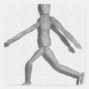 Wooden Human Mannequin Fyrkantigt Klistermärke