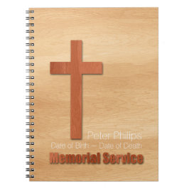 Wooden Kor Christian Memorial Service Guest Bok Anteckningsbok