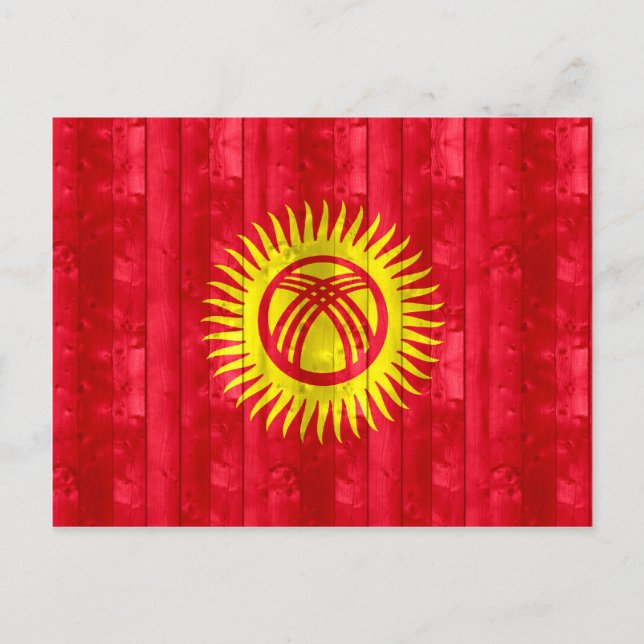 Wooden Kyrgyz Flagga Vykort (Framsida)