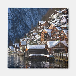 Wooden lakeside house in Hallstatt, Österrike Magnet