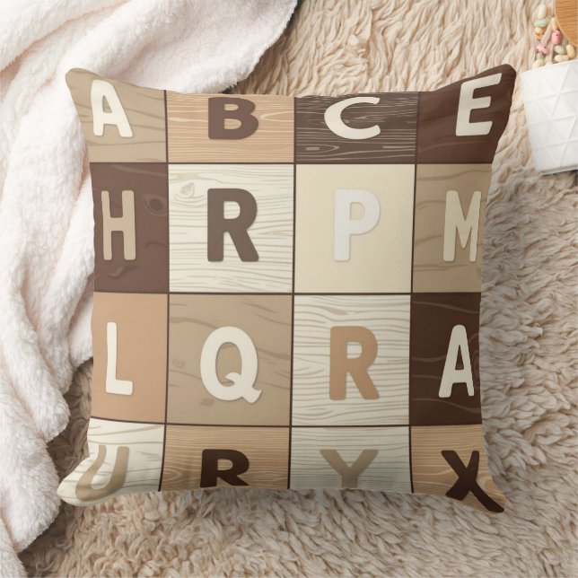 Wooden Letter Grid Kudde (Filt)