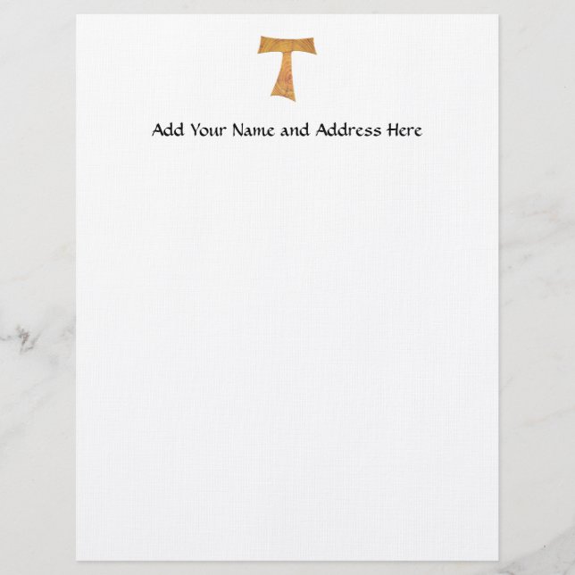 Wooden look Franciscan Tau Kor Brevhuvud (Framsida)