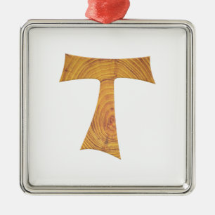Wooden look Franciscan Tau Kor Julgransprydnad Metall