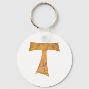 Wooden look Franciscan Tau Kor Nyckelring
