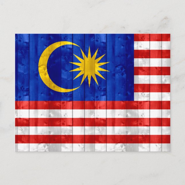 Wooden Malaysian Flagga Vykort (Framsida)