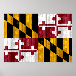 Wooden Marylander Flagga Poster