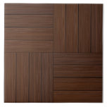 Wooden Quartet Ceramic Tile Kakelplatta<br><div class="desc">Enhance your space with our ceramic tile featuring a sophisticated wood panel design arranged in a striking square pattern. Each of the four quadrants showcases unique brown wooden planks resembling rich mahogany, with horizontal and vertical layouts separated by dark grout lines. The realistic wood texture adds warmth and elegance to...</div>