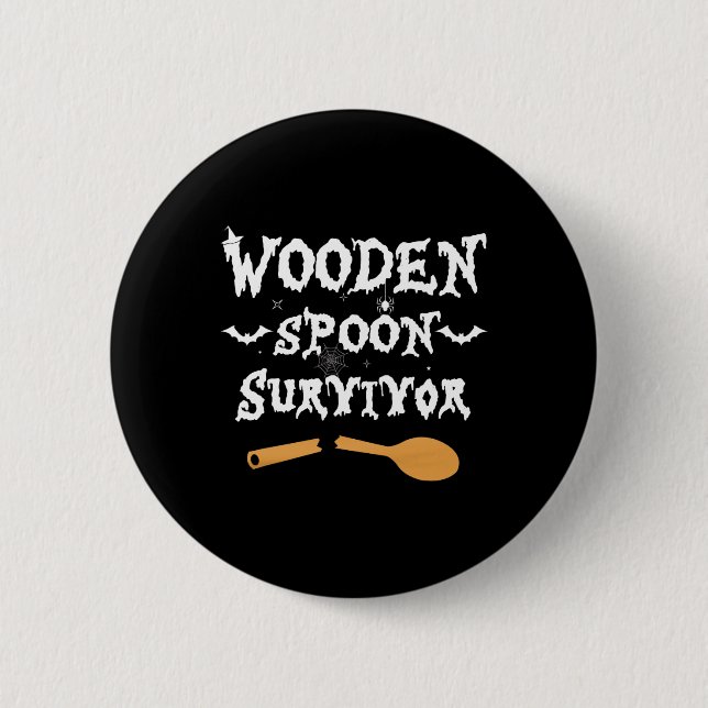 Wooden Spoon Survivor Funny Halloween Costume Mana Knapp (Framsida)