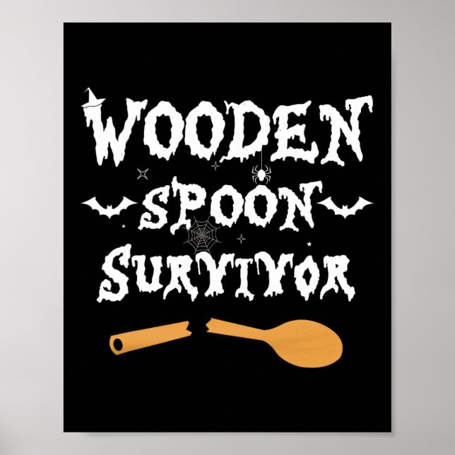 Wooden Spoon Survivor Funny Halloween Costume Mana Poster (Framsidan)