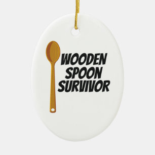 Wooden Spoon Survivor Funny Nostalgia Julgransprydnad Keramik