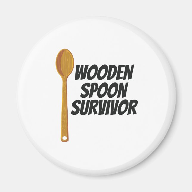 Wooden Spoon Survivor Funny Nostalgia Magnet (Framsidan)