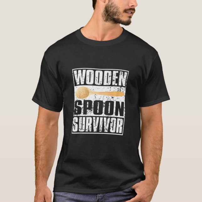 Wooden Spoon Survivor Tee Funny Vintage Italienska (Framsida)