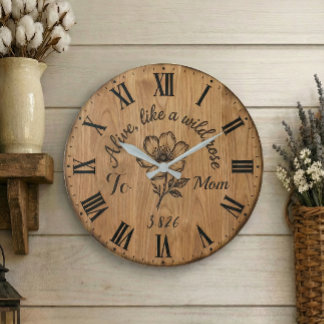 Wooden Style Wild Rose Wall Clock for Mom Stor Klocka