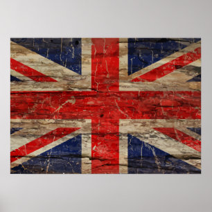 Wooden Vintage Union Jack Flagga Poster