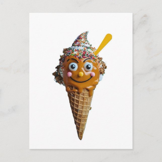 Wooden wall painting with ice cream design. vykort (Framsida)