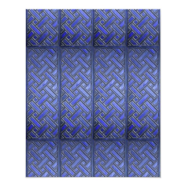 Wooden Weave Mönster Blue Fototryck (Framsidan)