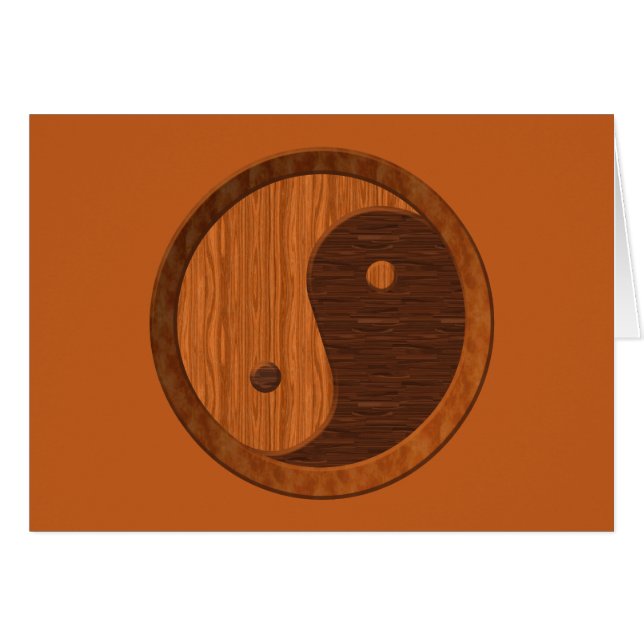 Wooden Yin Yang Hälsningskort (Framsidan Horizontal)