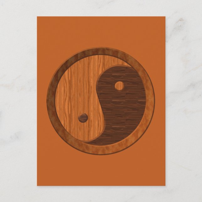 Wooden Yin Yang Vykort (Framsida)