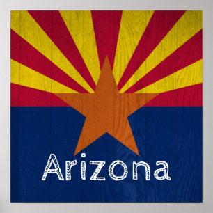 Woodgrain Arizona Starburst Flagga Poster