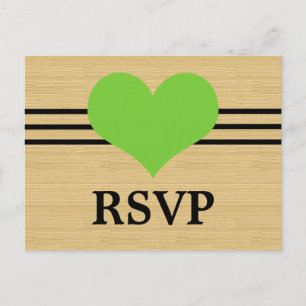 Woodgrain Mod Heart OSA Postcard, Grönt Inbjudan Vykort