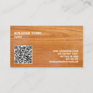Woodgrain Oak Stil Seven Line Anpassningsbar QR-ko Visitkort