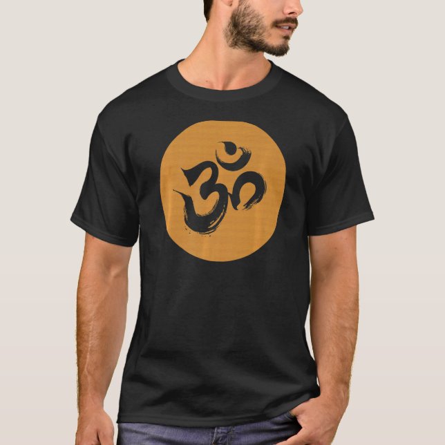 Woodgrain Om Hindu Symbol T Shirt (Framsida)