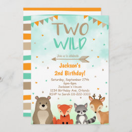 Woodland 2nd Birthday Invitation, Two Wild Invite Inbjudningar