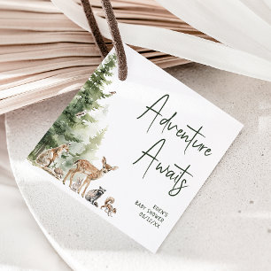Woodland Adventure Awaits Baby Shower Tack. Gåvor Etiketter