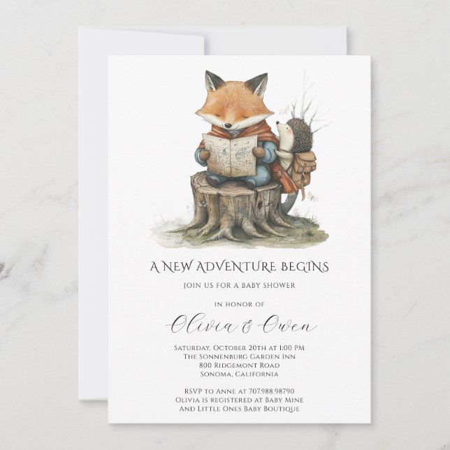 Woodland Adventure Baby Shower Inbjudningar (Framsida)