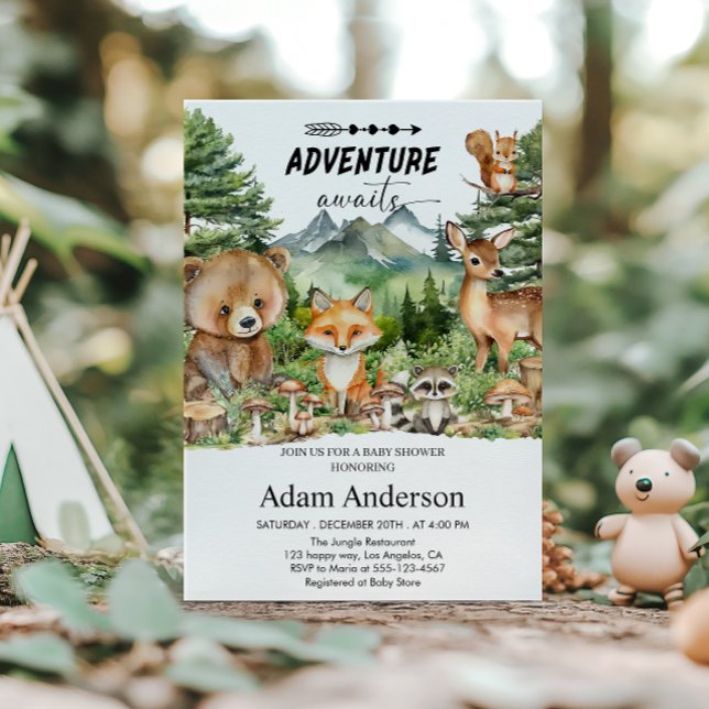 Woodland Adventure Baby Shower Invitation | Forest Inbjudningar (Skapare uppladdad)