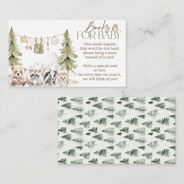 Woodland Adventure Oh Boy Baby Shower Books Tilläggskort (Fram/baksida)
