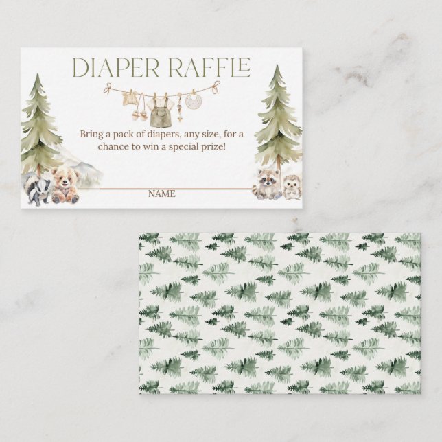 Woodland Adventure Oh Boy Baby Shower Diaper Tilläggskort (Fram/baksida)