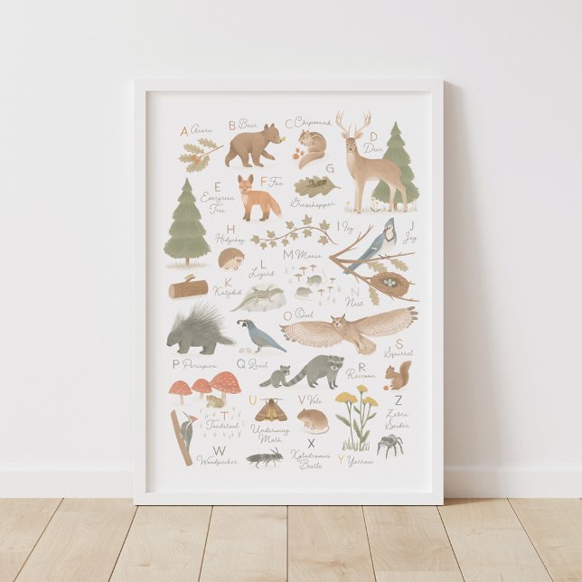 Woodland Animal Alphabet ABC Kids Room Decor Poster (Skapare uppladdad)