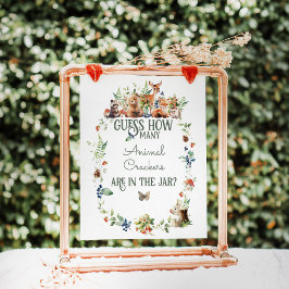 Woodland Animal Äventyr Baby Shower Animal Game Poster