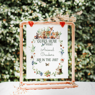 Woodland Animal Äventyr Baby Shower Animal Game Poster