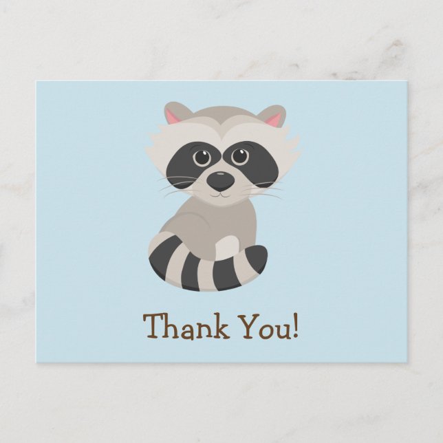 Woodland Animal Baby Raccoon on Blue Tack Vykort (Framsida)