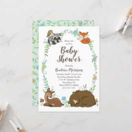 Woodland Animal Baby Shower Inbjudningar