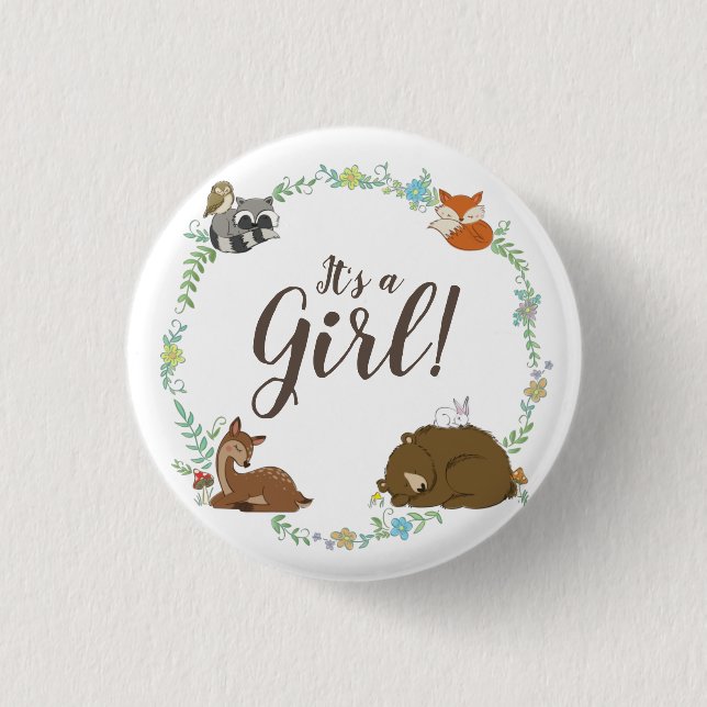 Woodland Animal Baby Shower Knapp (Framsida)
