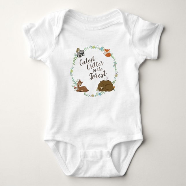 Woodland Animal Baby Shower T Shirt (Framsida)