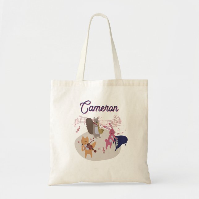 Woodland Animal Band Personalized Tote Bag Tygkasse (Framsidan)