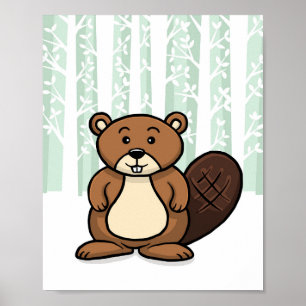 Woodland Animal Beaver Poster